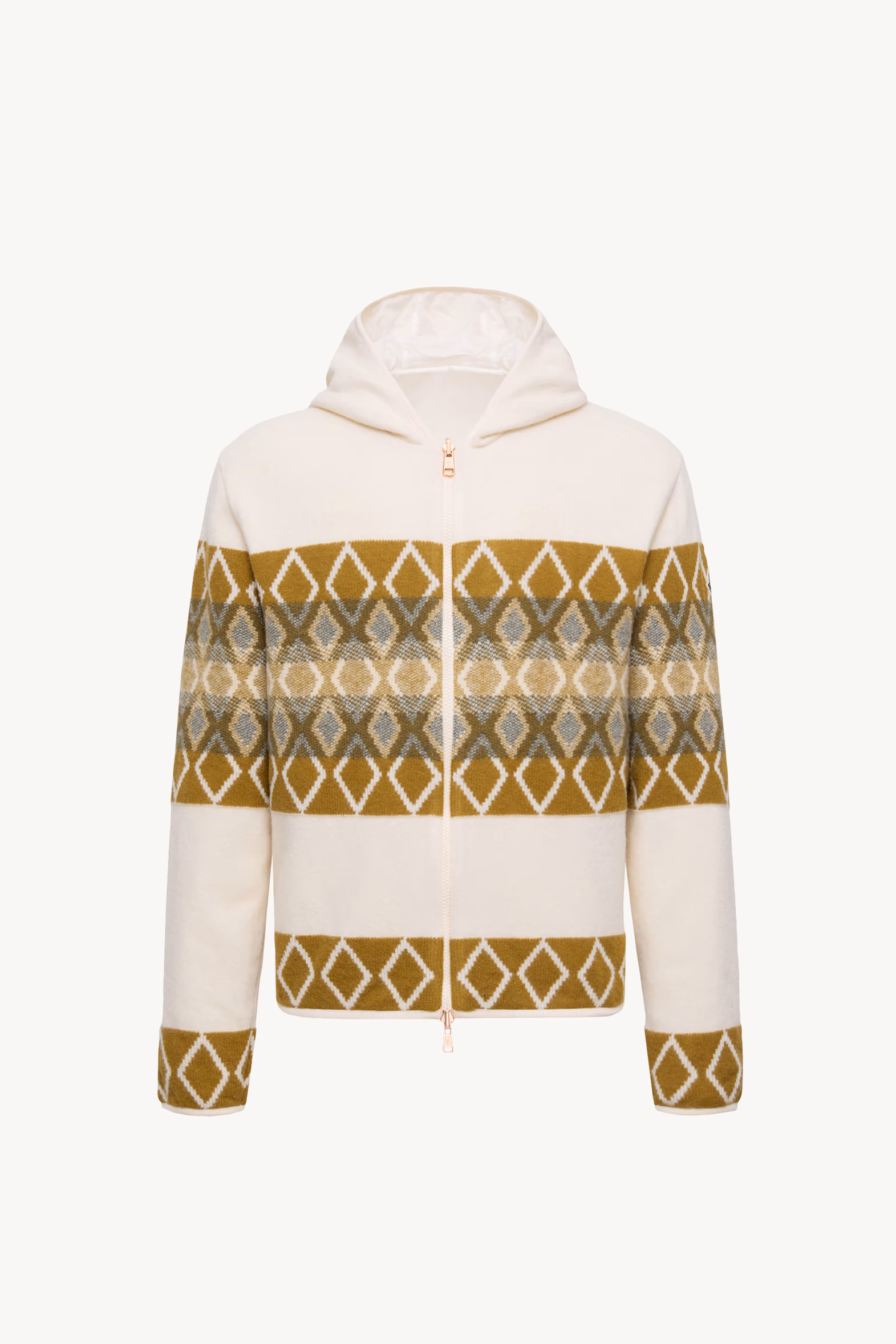 Reversible Wool Zip-Up Hoodie Men White & Green Moncler 2